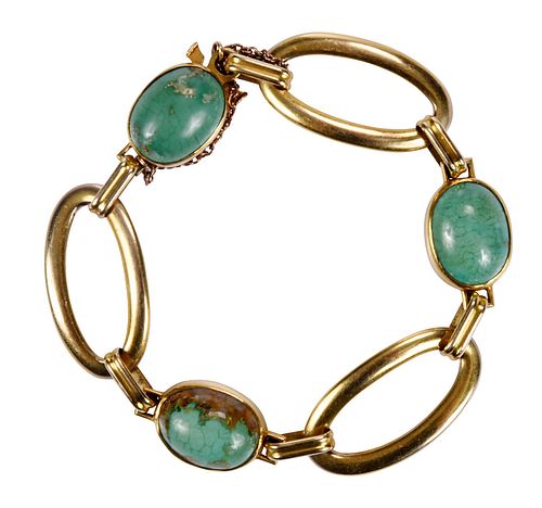 TURQUOISE AND GOLD BRACELETthree oval