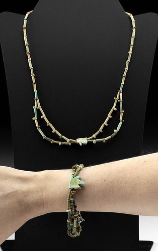 EGYPTIAN FAIENCE NECKLACE & BRACELET