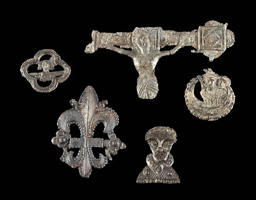 5 MEDIEVAL ENGLISH + FRENCH PEWTER