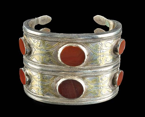 19TH C. TURKOMAN GILT SILVER BRACELET