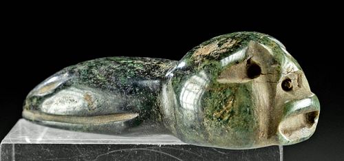 OLMEC JADE DUCK PENDANT W/ HUMAN