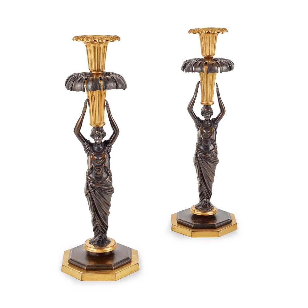 PAIR OF GILT METAL AND BRONZE FIGURAL