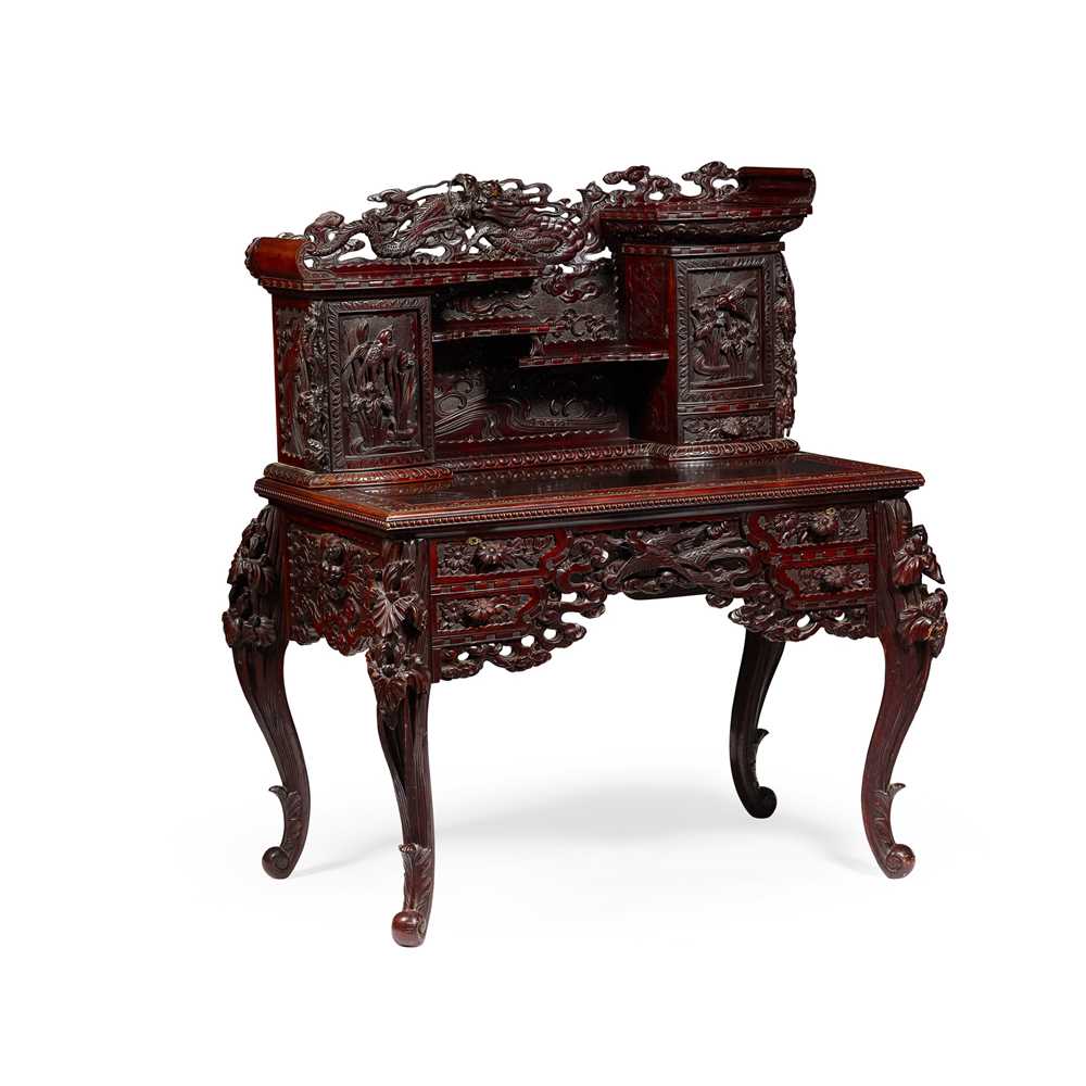 JAPANESE CARVED AND STAINED SOFTWOOD
