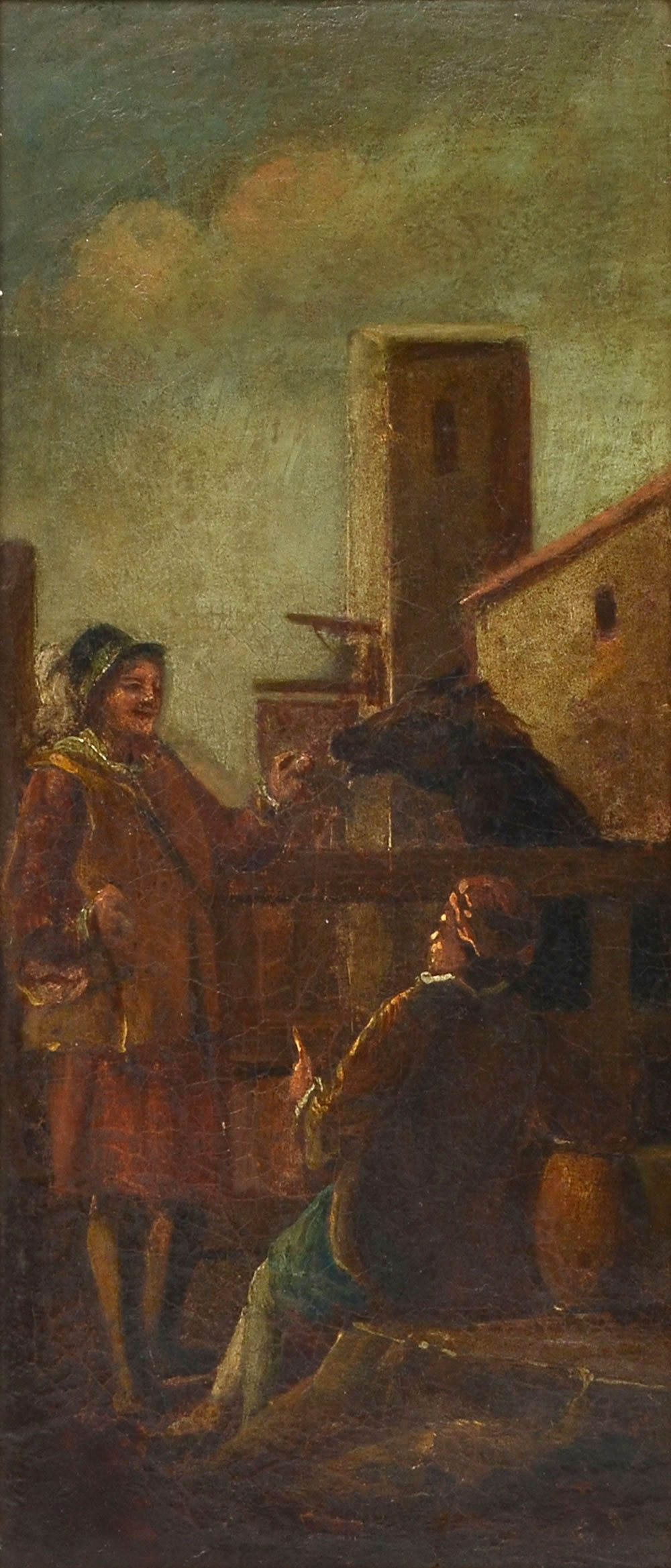 19TH CENTURY PAINTING OF 2 PEOPLE 36ef15