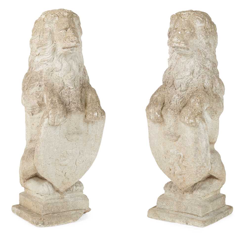 PAIR OF COMPOSITION STONE ARMORIAL