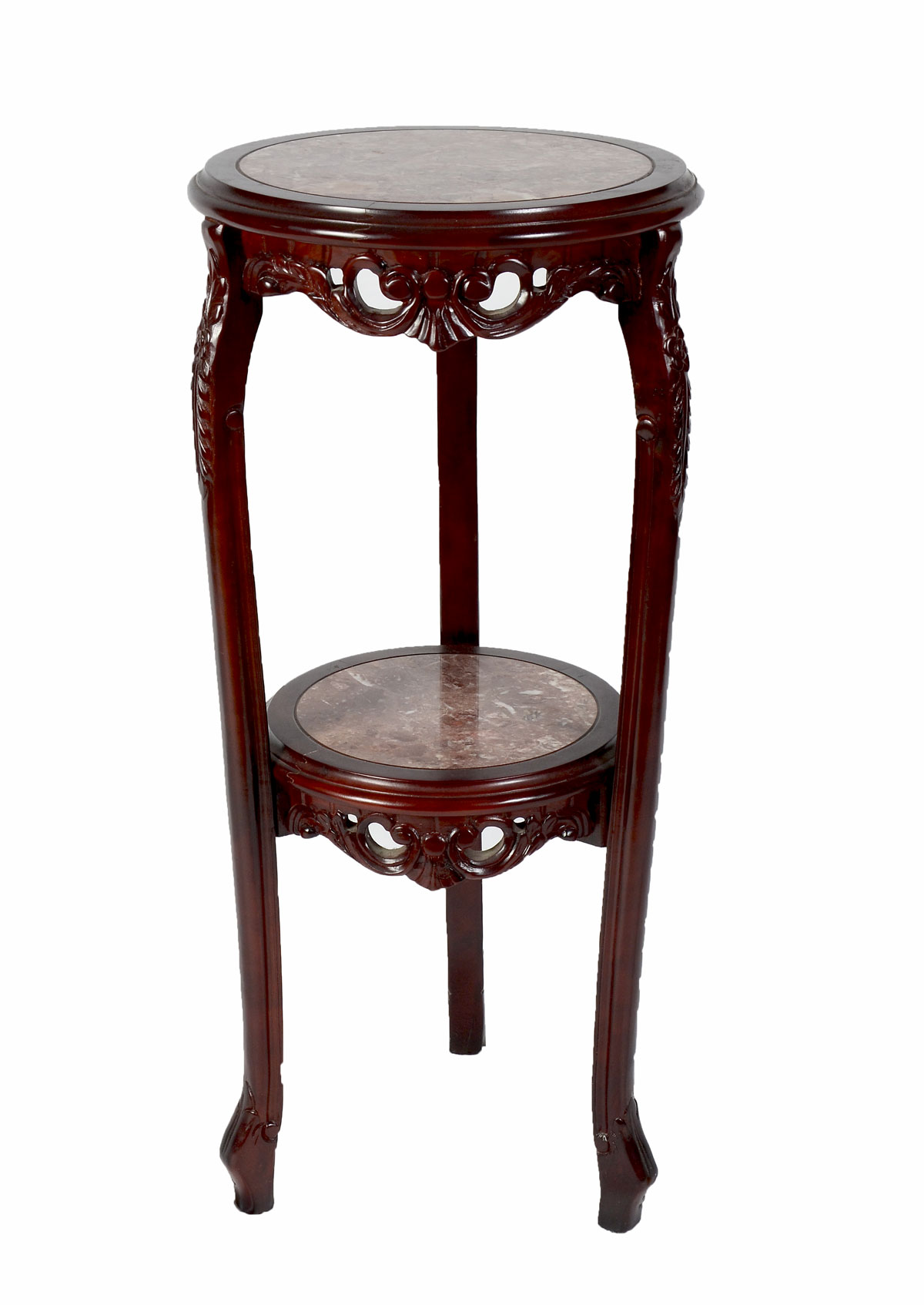 TWO-TIER CHINESE MARBLE PLANT STAND: