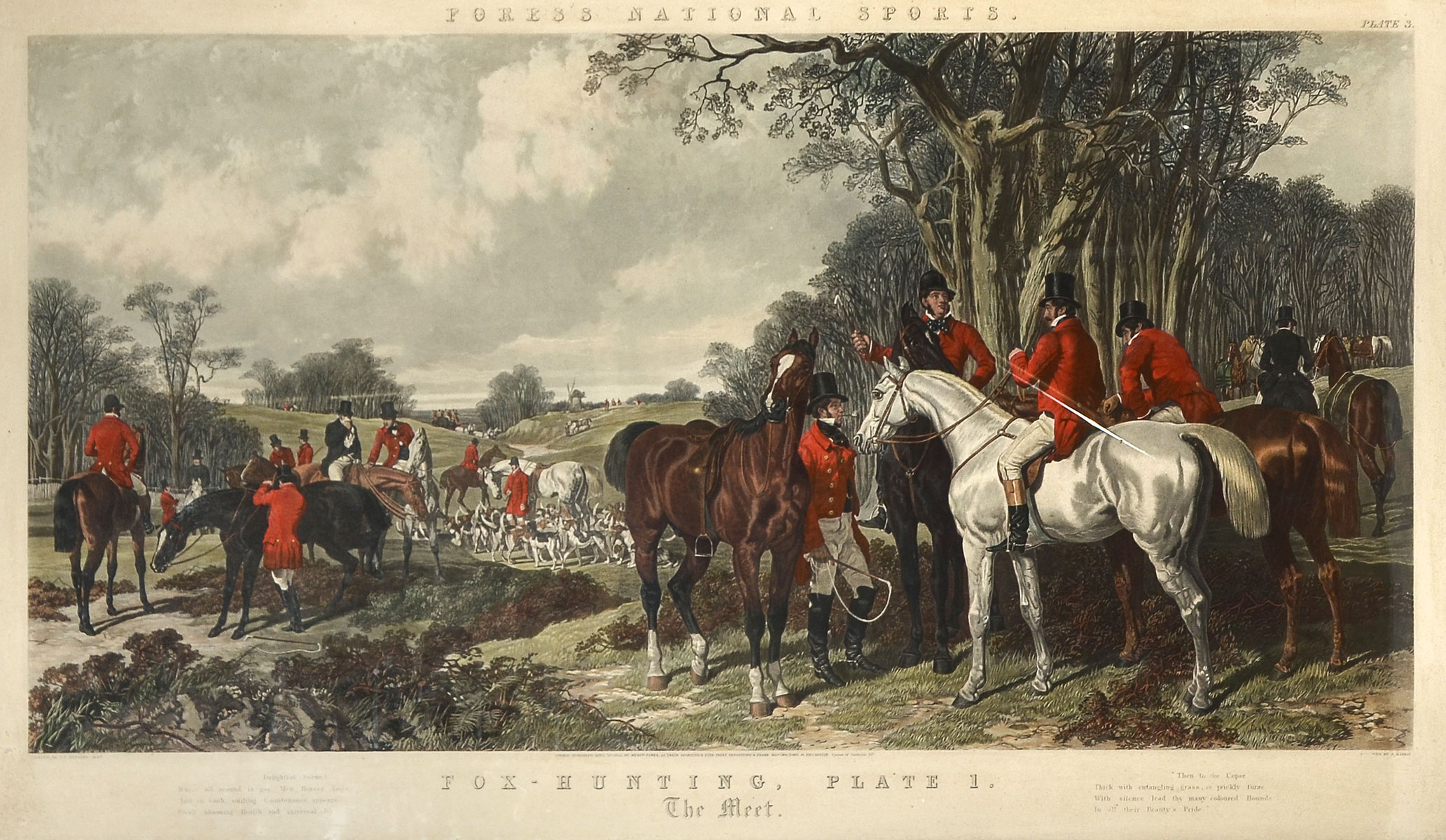 LARGE FOX HUNTING PRINT AFTER HERRING: