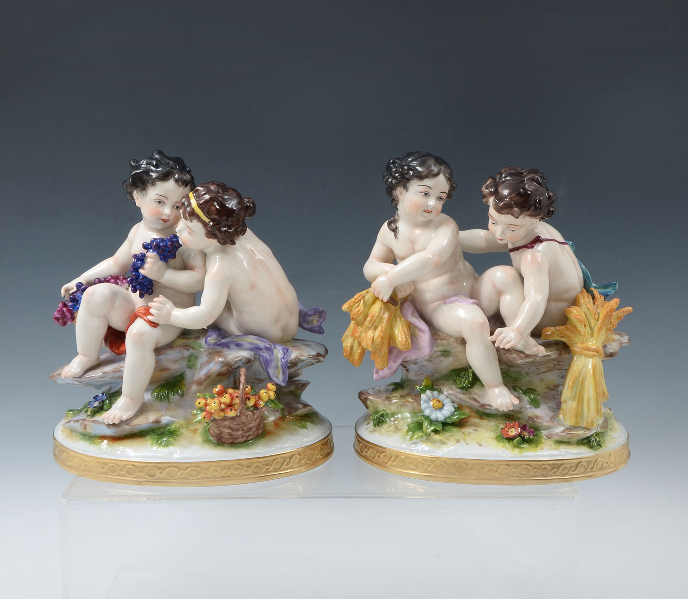 2 CAPODIMONTE PUTTI PORCELAIN GROUPINGS: