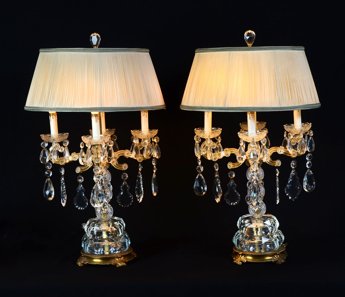 PR OF FACETED CRYSTAL LAMPS Pair 36eff4
