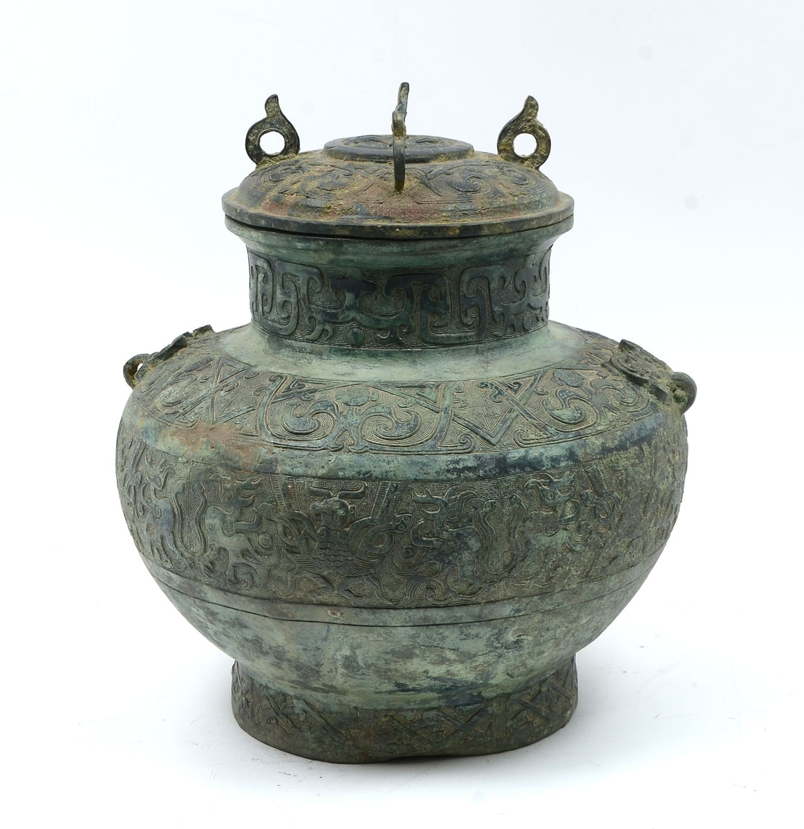 ARCHAIC STYLE CHINESE BRONZE LIDDED