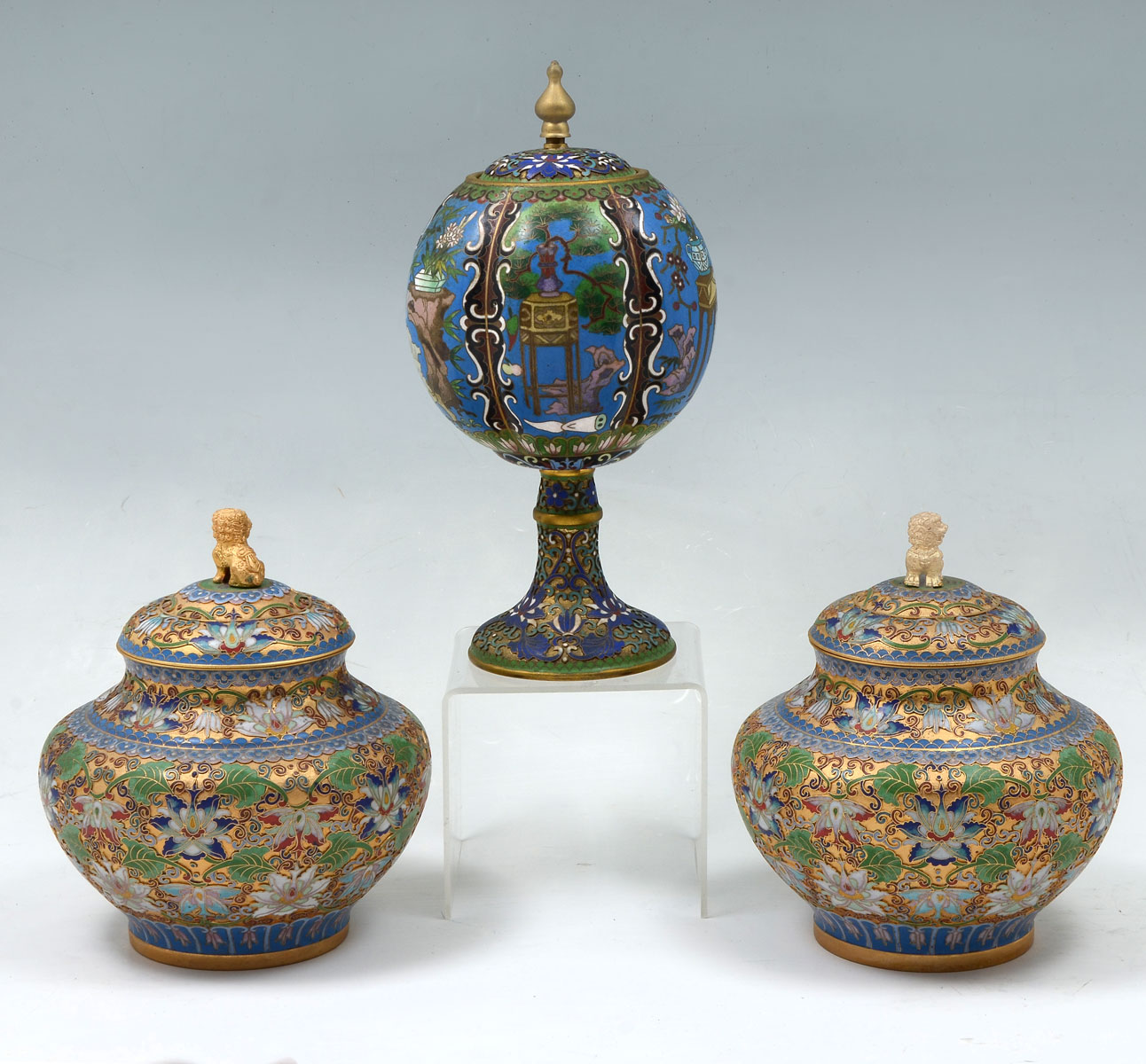 3 PIECE CHINESE CLOISONNE: Comprising;