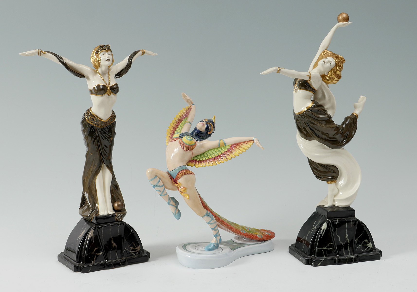 3 PC ROYAL DOULTON ART DECO FEMALE