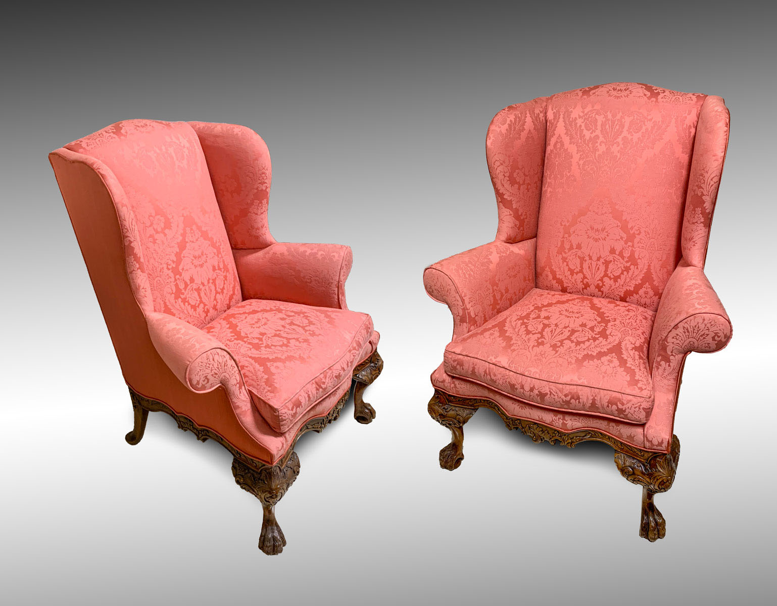 PR HIGHLY CARVED WINGBACK CHAIRS  36f11c