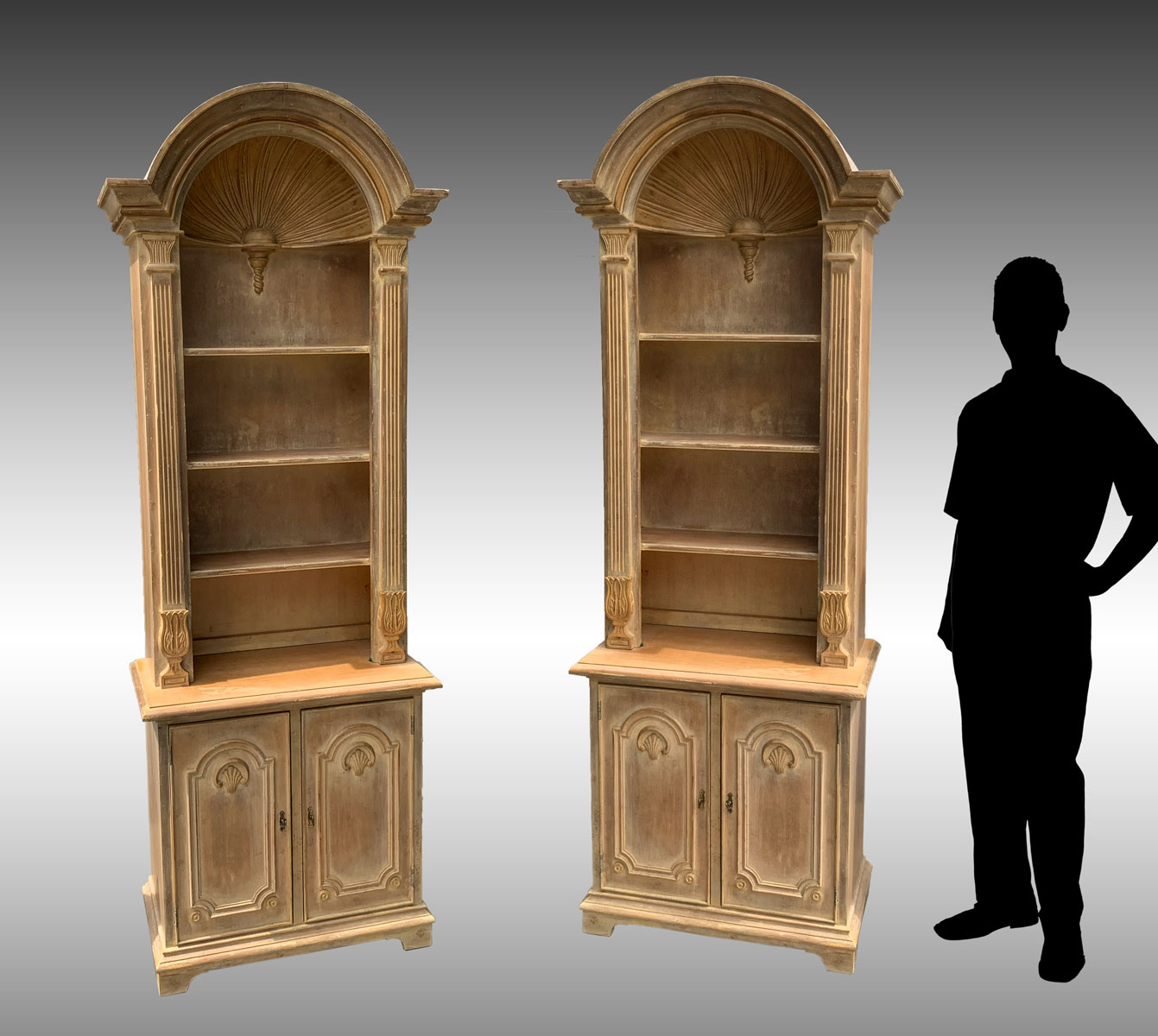 PR OF SHELL CARVED TALL BOOKCASE 36f154