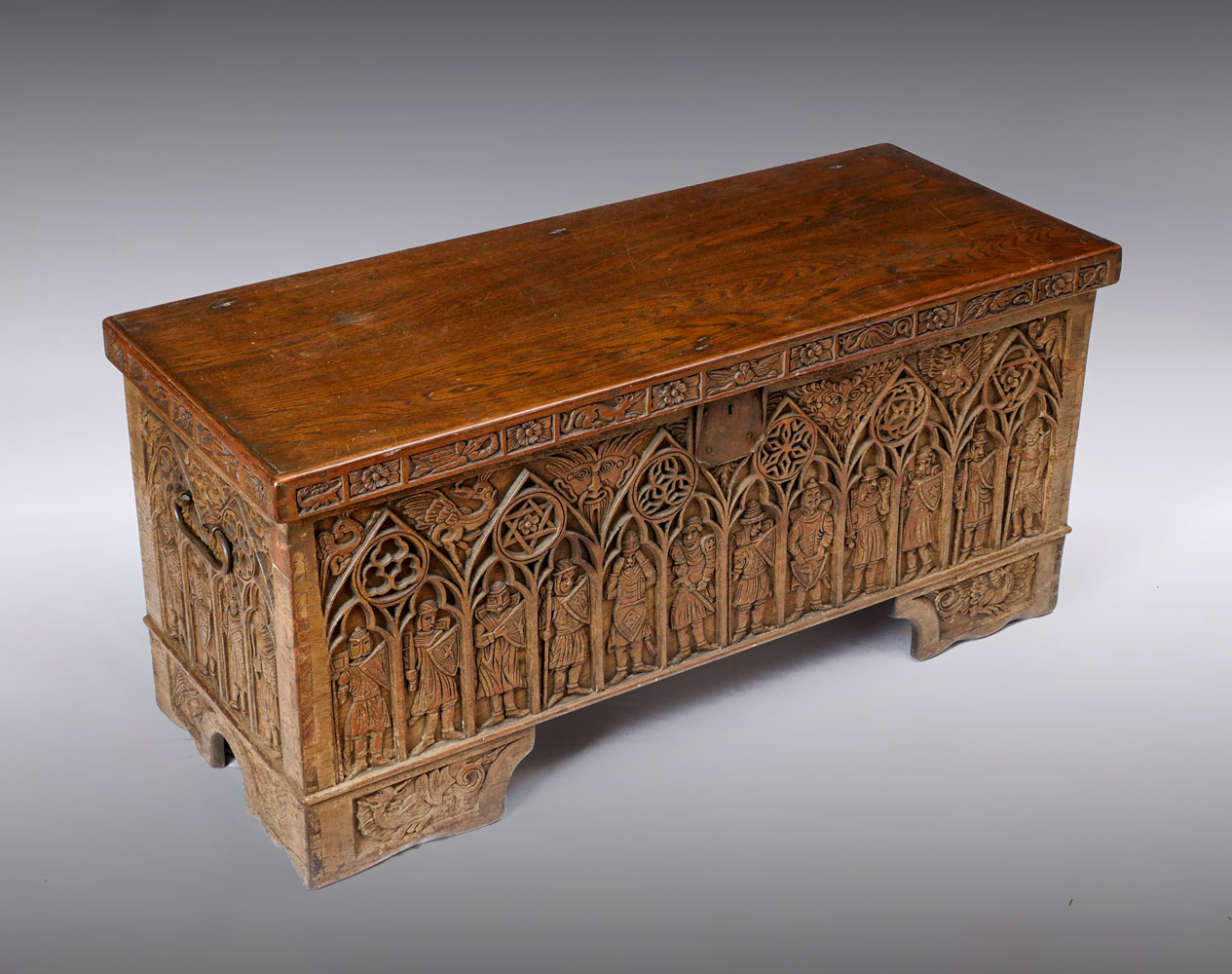 EARLY HEAVILY CARVED OAK GOTHIC
