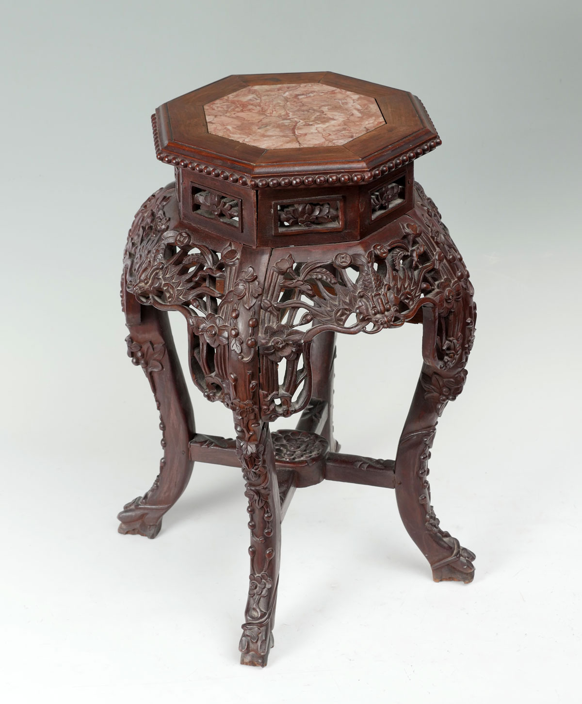 CARVED CHINESE PLANT STAND: Marble