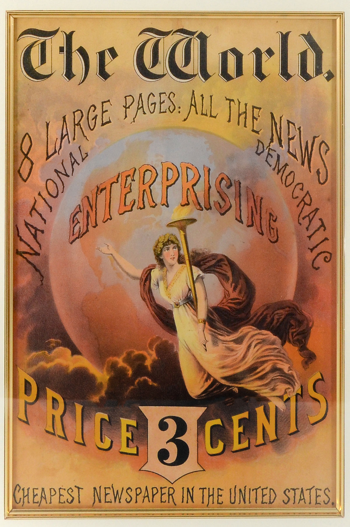 THE WORLD NEWSPAPER LITHOGRAPH: