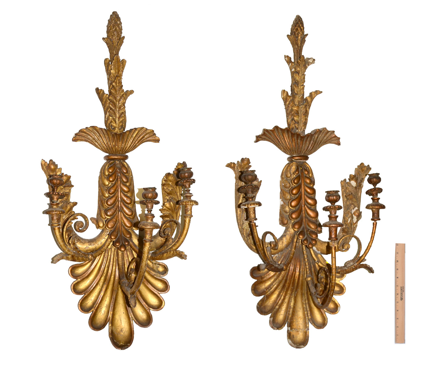 PR OF EARLY CARVED SCONCES: Possibly