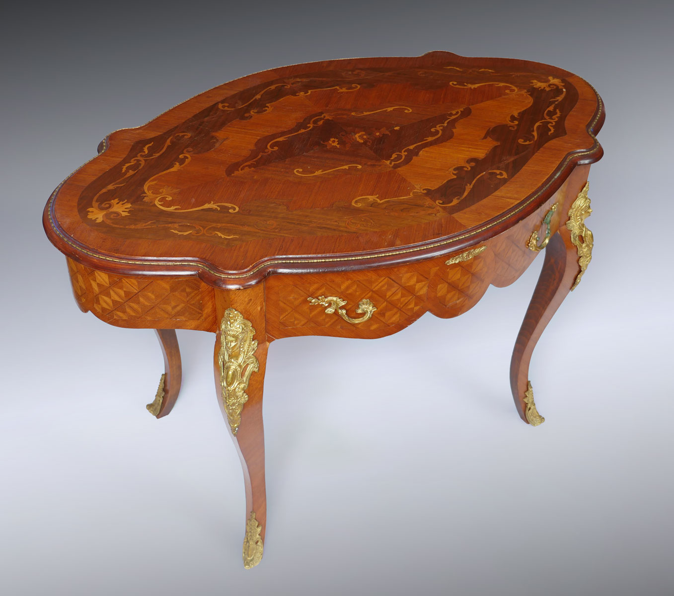 INLAID MARQUETRY PARLOR TABLE: