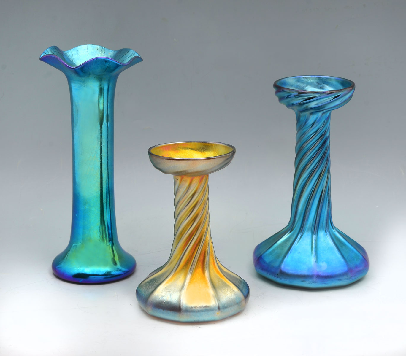 3 PC. TIFFANY & STEUBEN ART GLASS