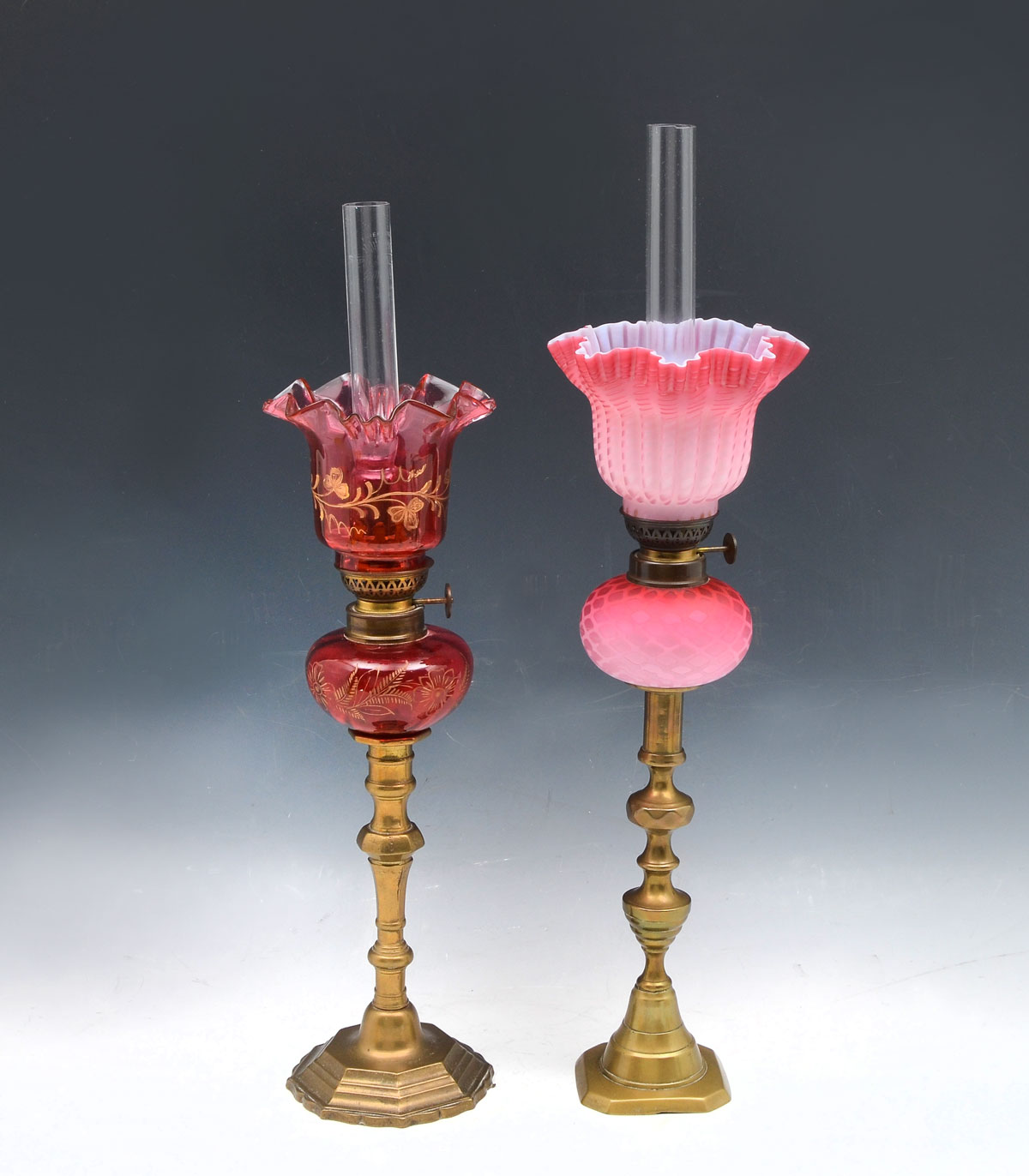 2 MINIATURE CRANBERRY GLASS BRASS 36f3a6