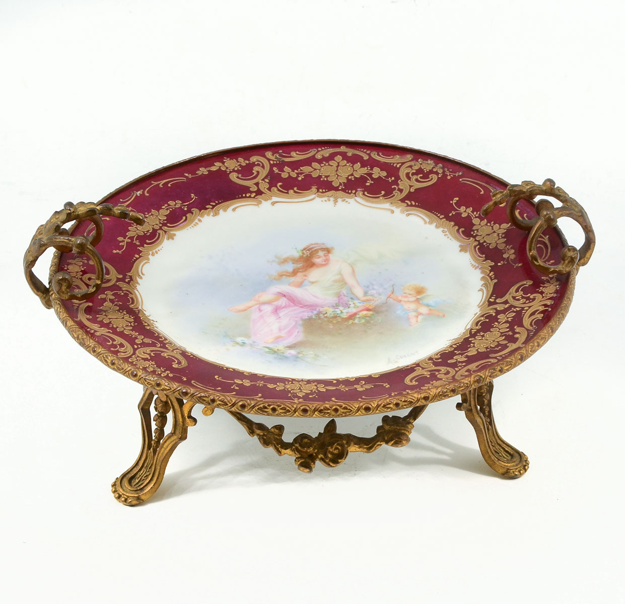 19TH C. SEVRES PLATE IN GILT BRONZE