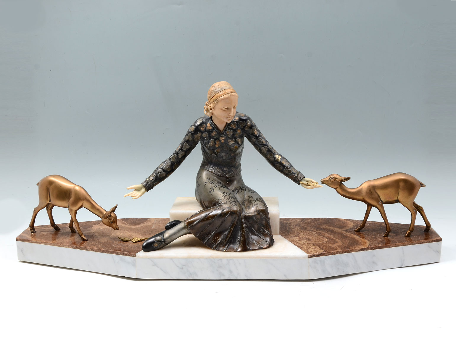 LARGE ART DECO WOMAN WITH DEER