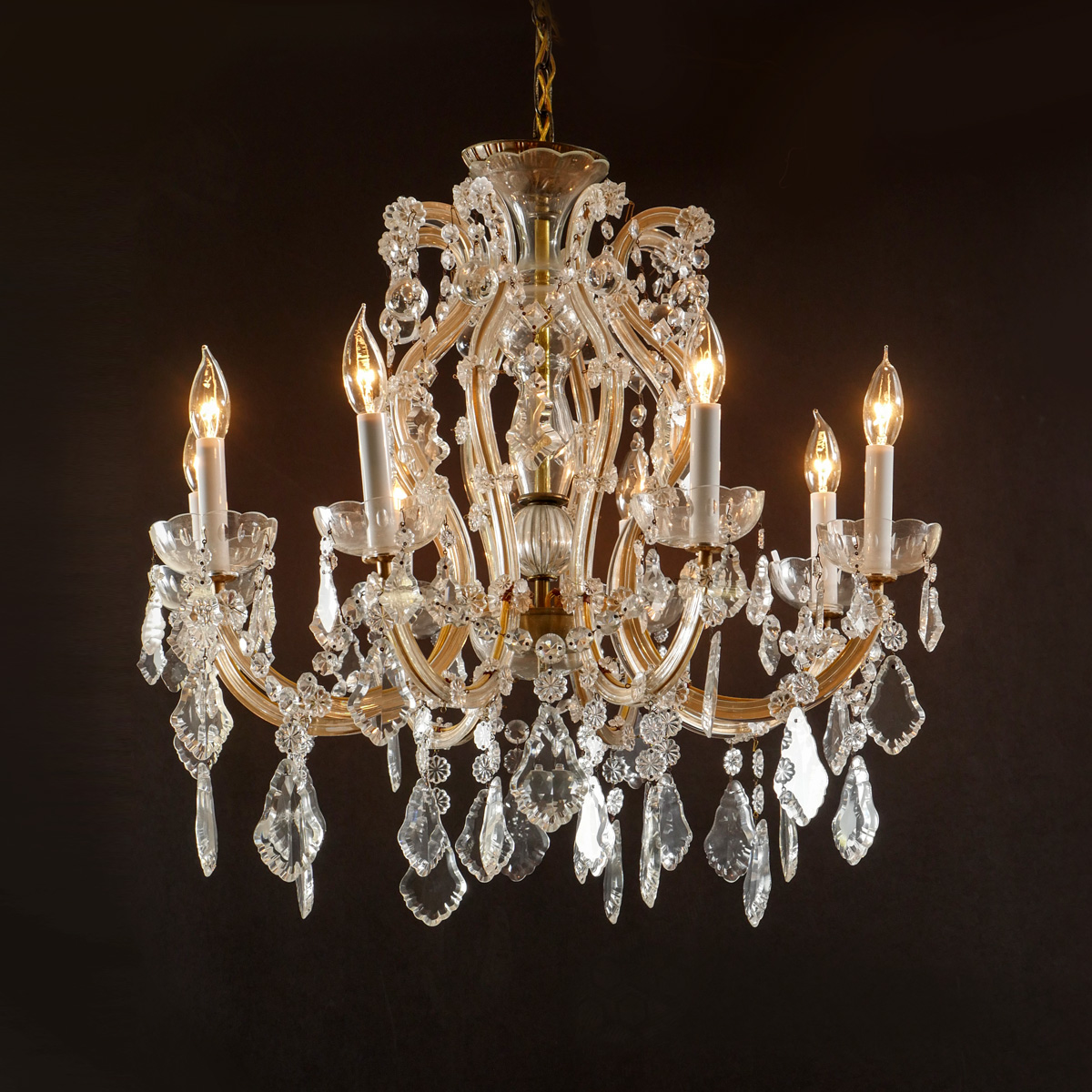 8 LIGHT SCROLLING CRYSTAL CHANDELIER: