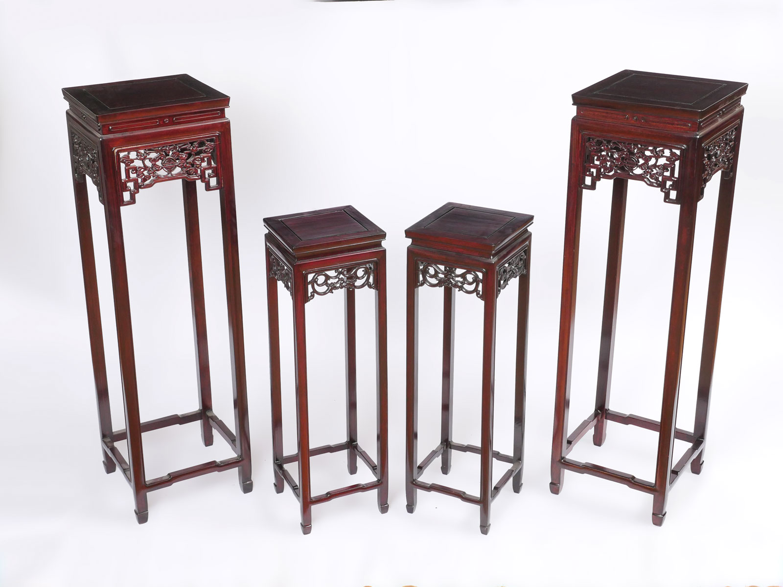 4 CARVED ROSEWOOD CHINESE PLANT