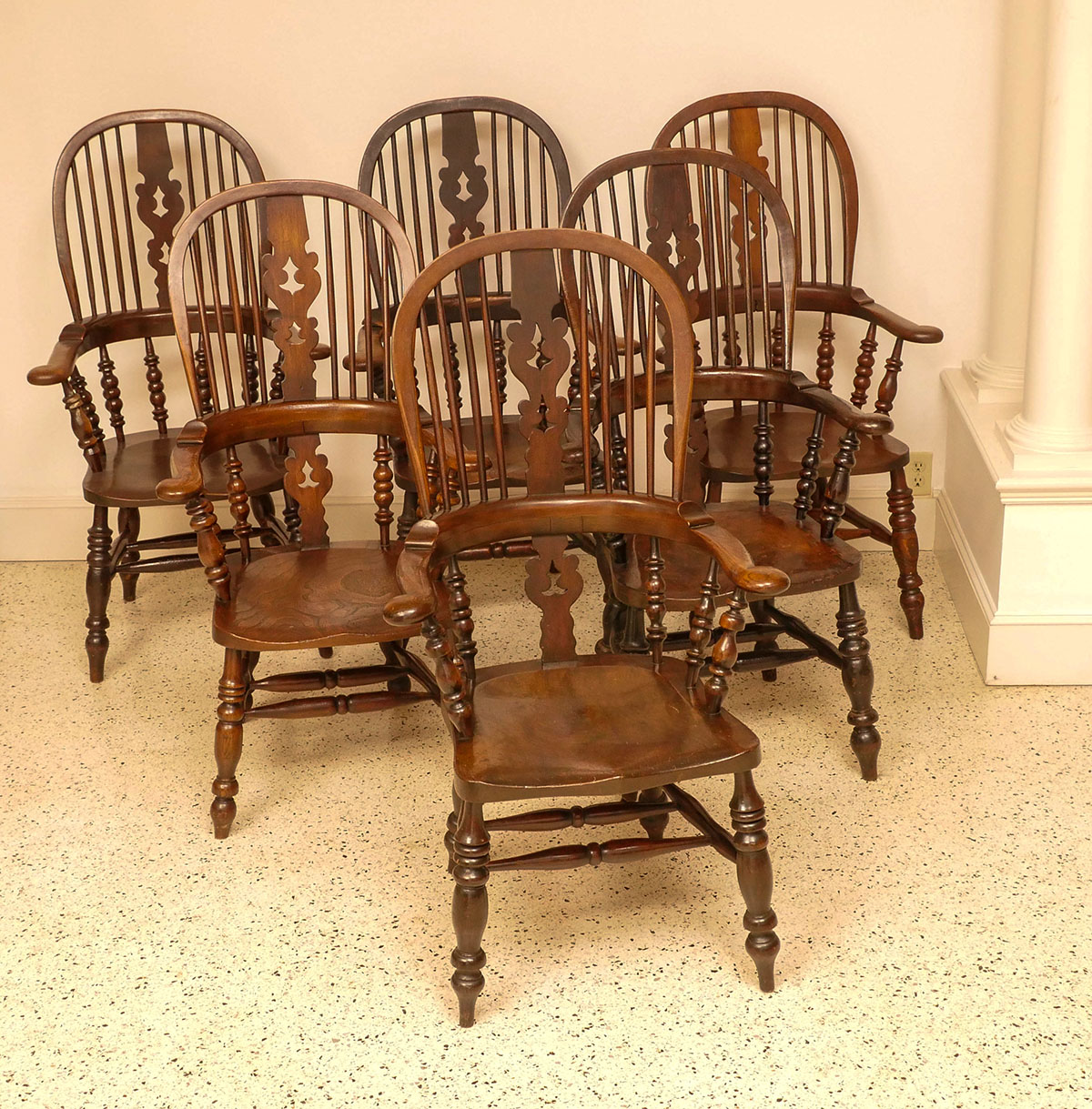 6 BOW BACK DINING CHAIRS: 6 large and