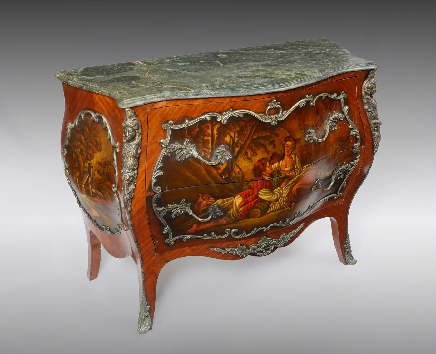 LOUIS XV STYLE PAINTED MARBLE TOP