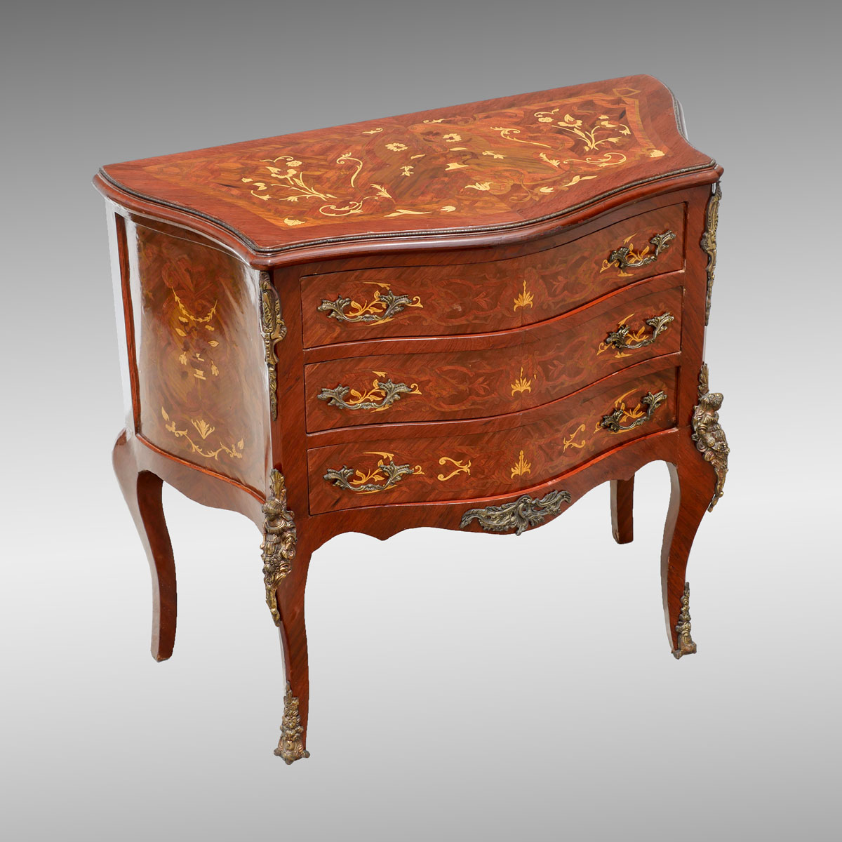 3 DRAWER INLAID METAL MOUNTED COMMODE  36f485