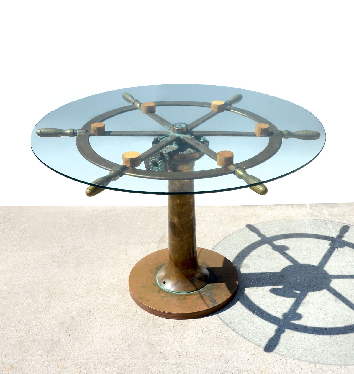 BRONZE SHIPS WHEEL TABLE: Bronze