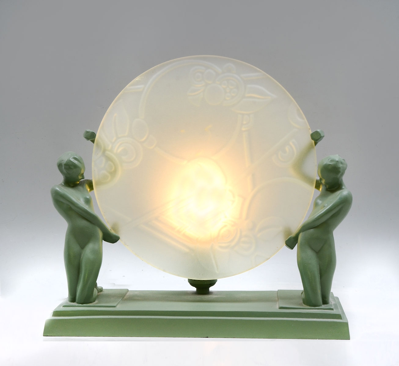 FRANKART DOUBLE NUDE FEMALE DISK LAMP: