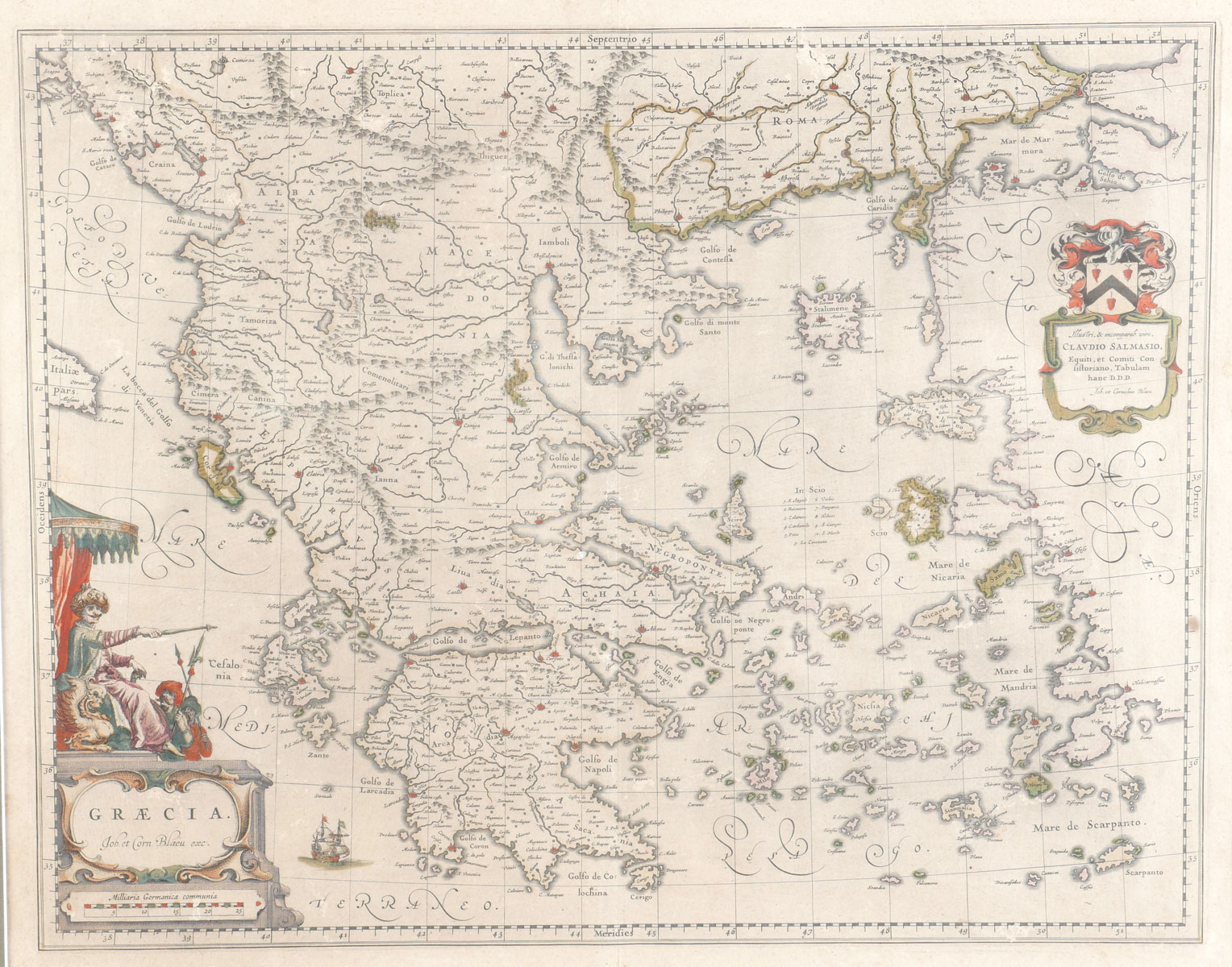 17 C MAP OF GREECE Johannes Blaeu  36f53b