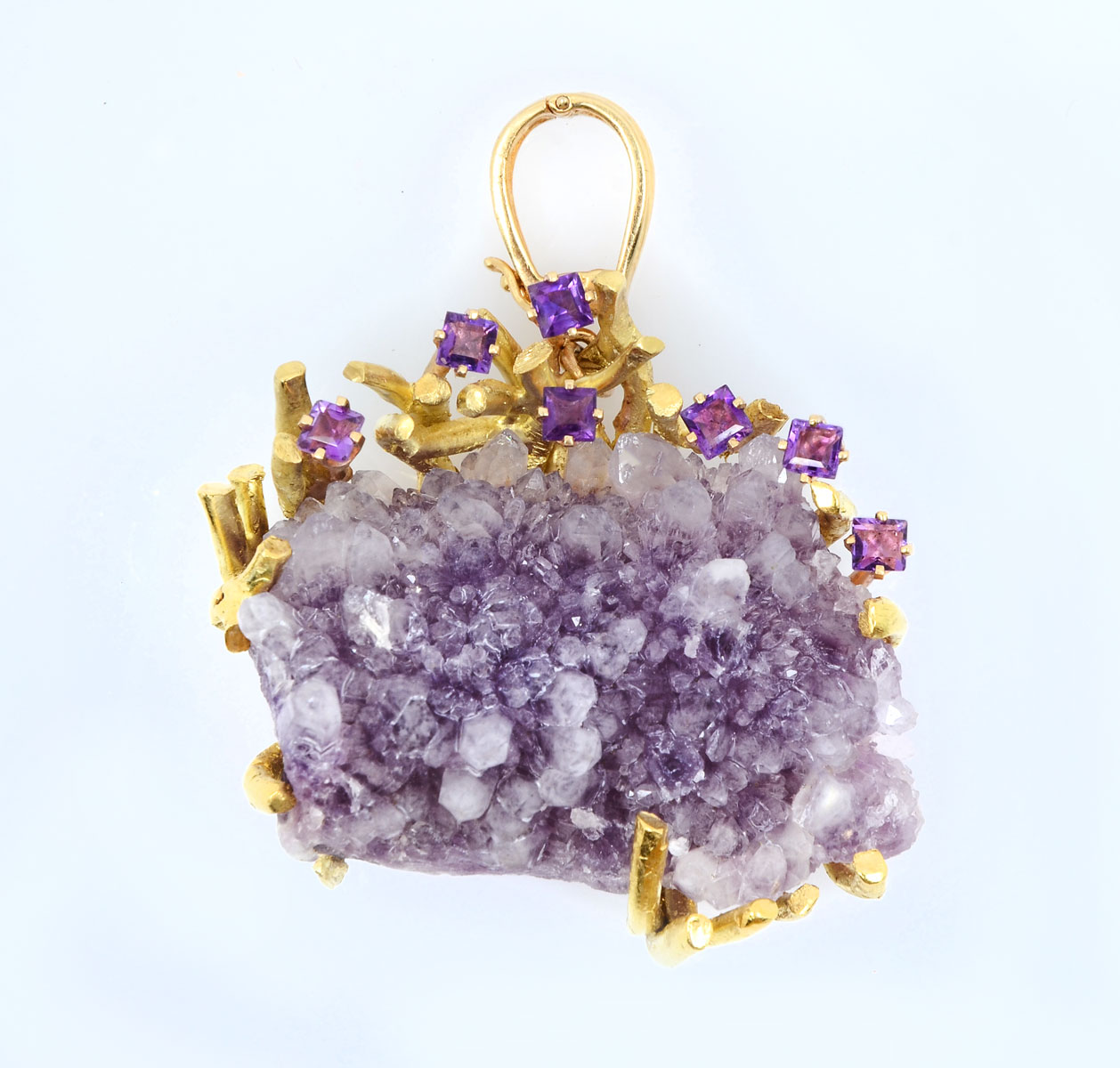 14K AMETHSYT GEODE BROOCH/PENDANT: