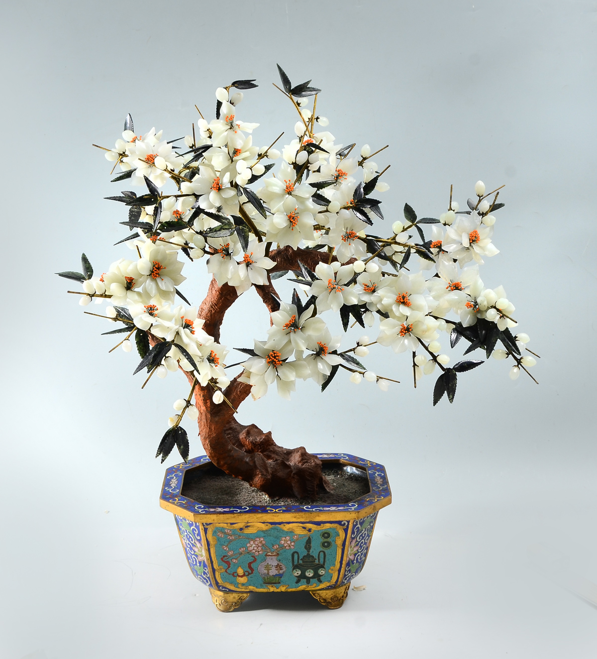 CHINESE JADE & HARDSTONE TREE: