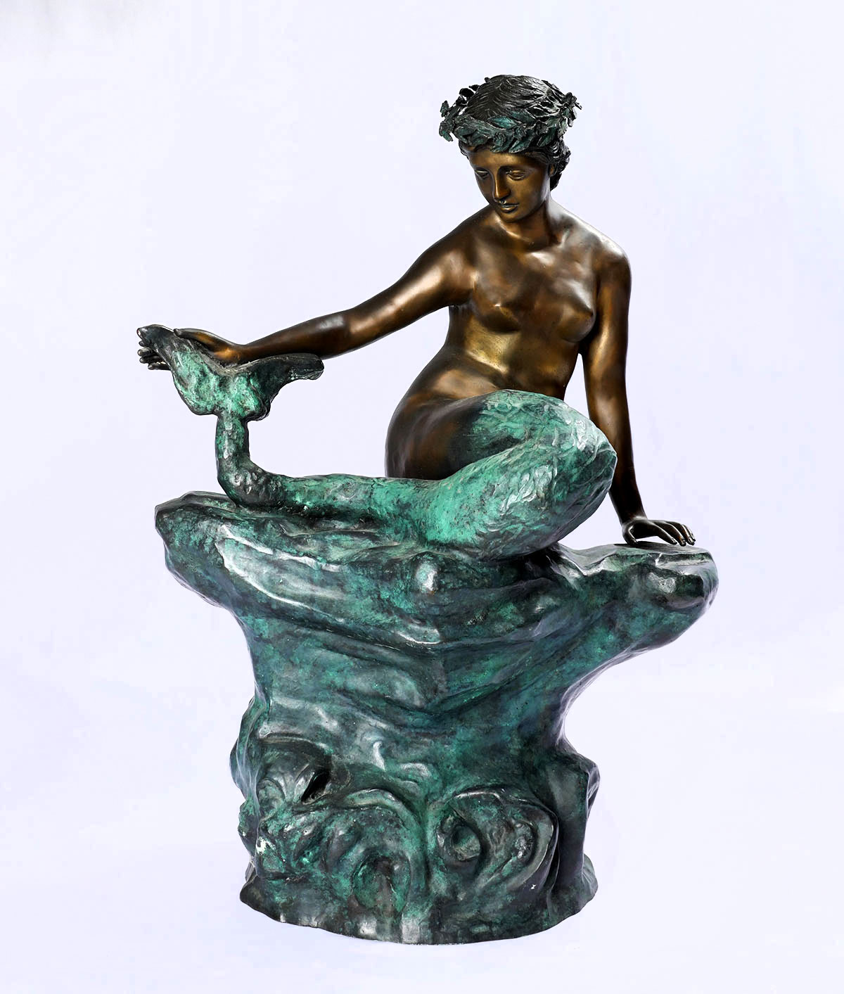 LARGE PATINATED BRONZE MERMAID 36f5a1