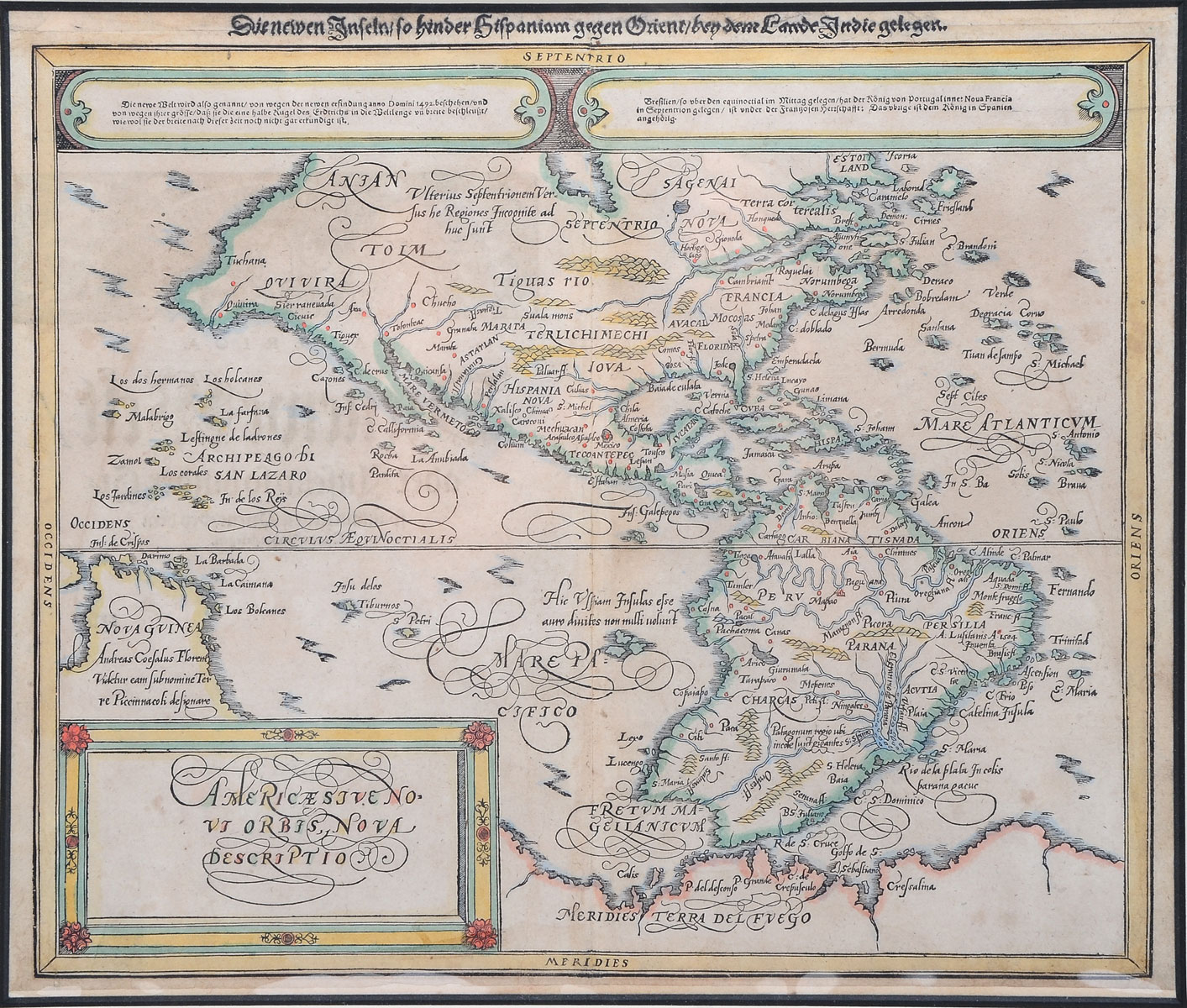 EARLY GERMAN MAP OF THE AMERICAS: