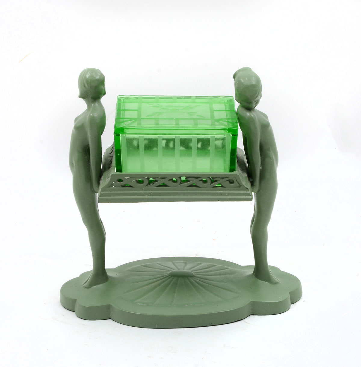 FRANKART URANIUM GLASS CIGARETTE BOX: