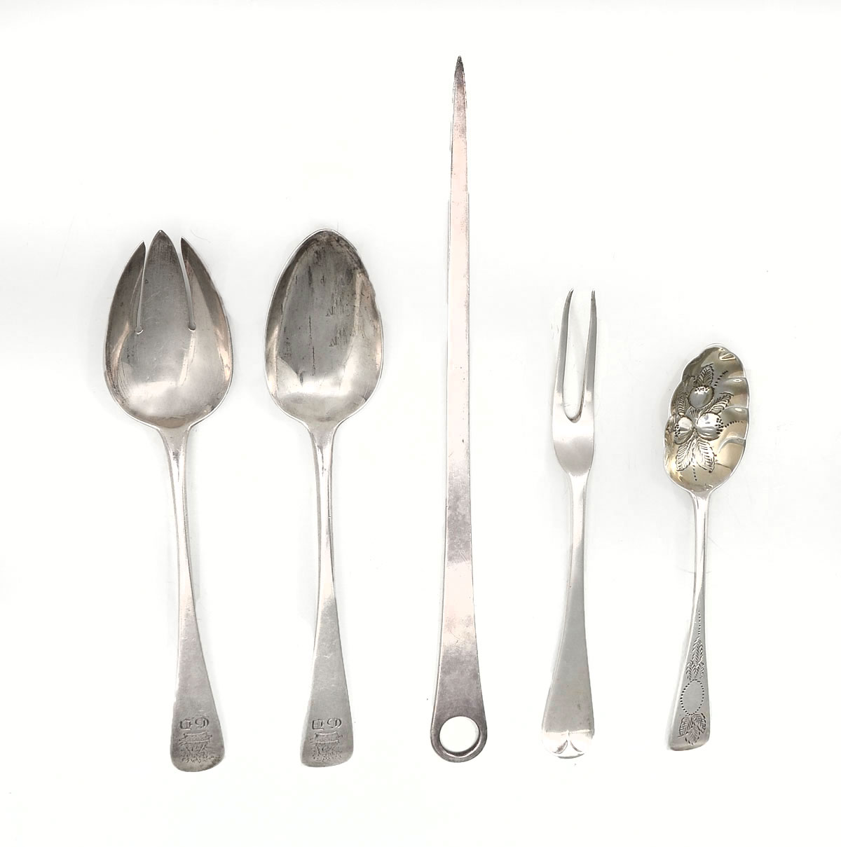 5 PC. ENGLISH STERLING SILVER SERVING