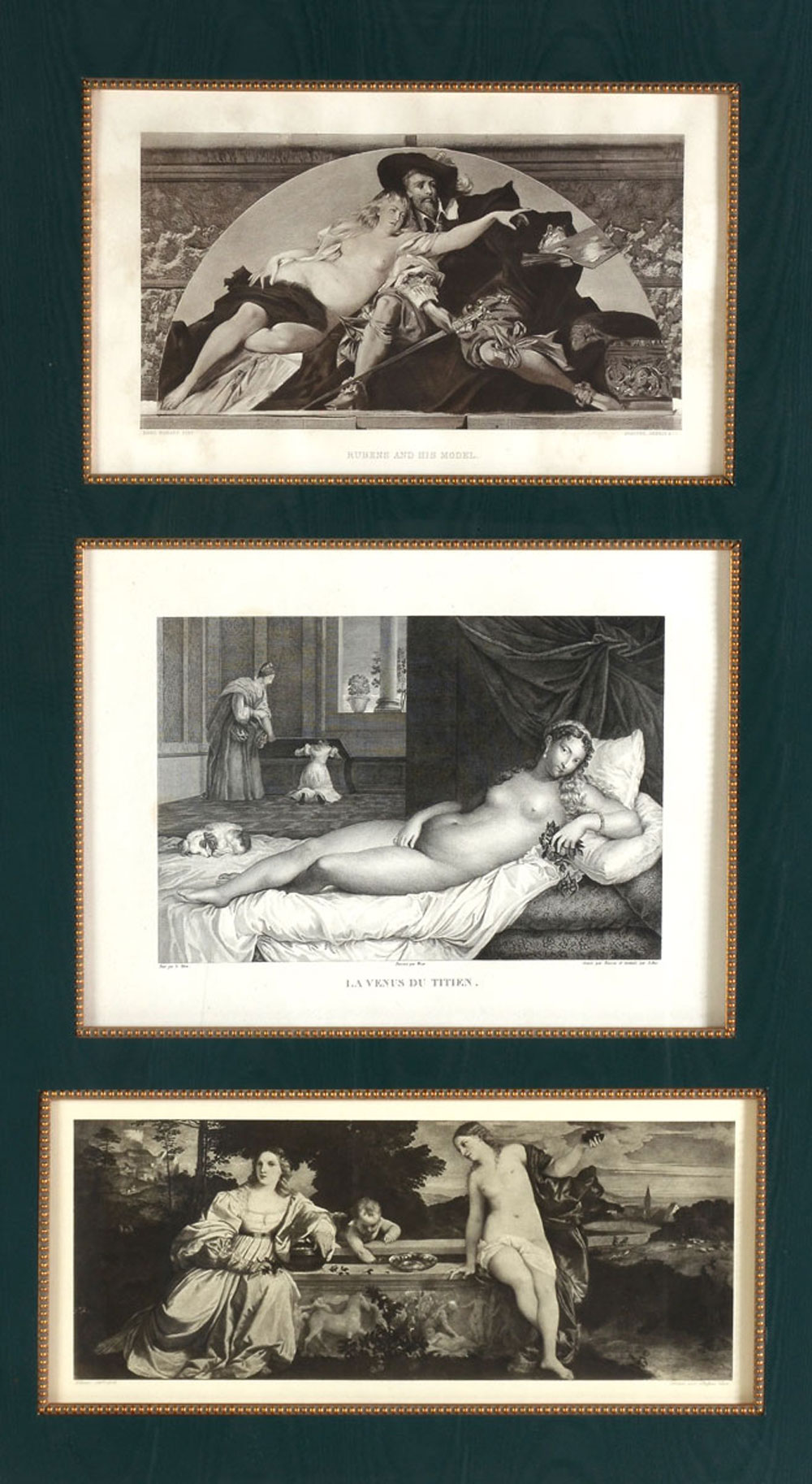 LARGE FRAMED TRIO OF NUDE PRINT 36f68a