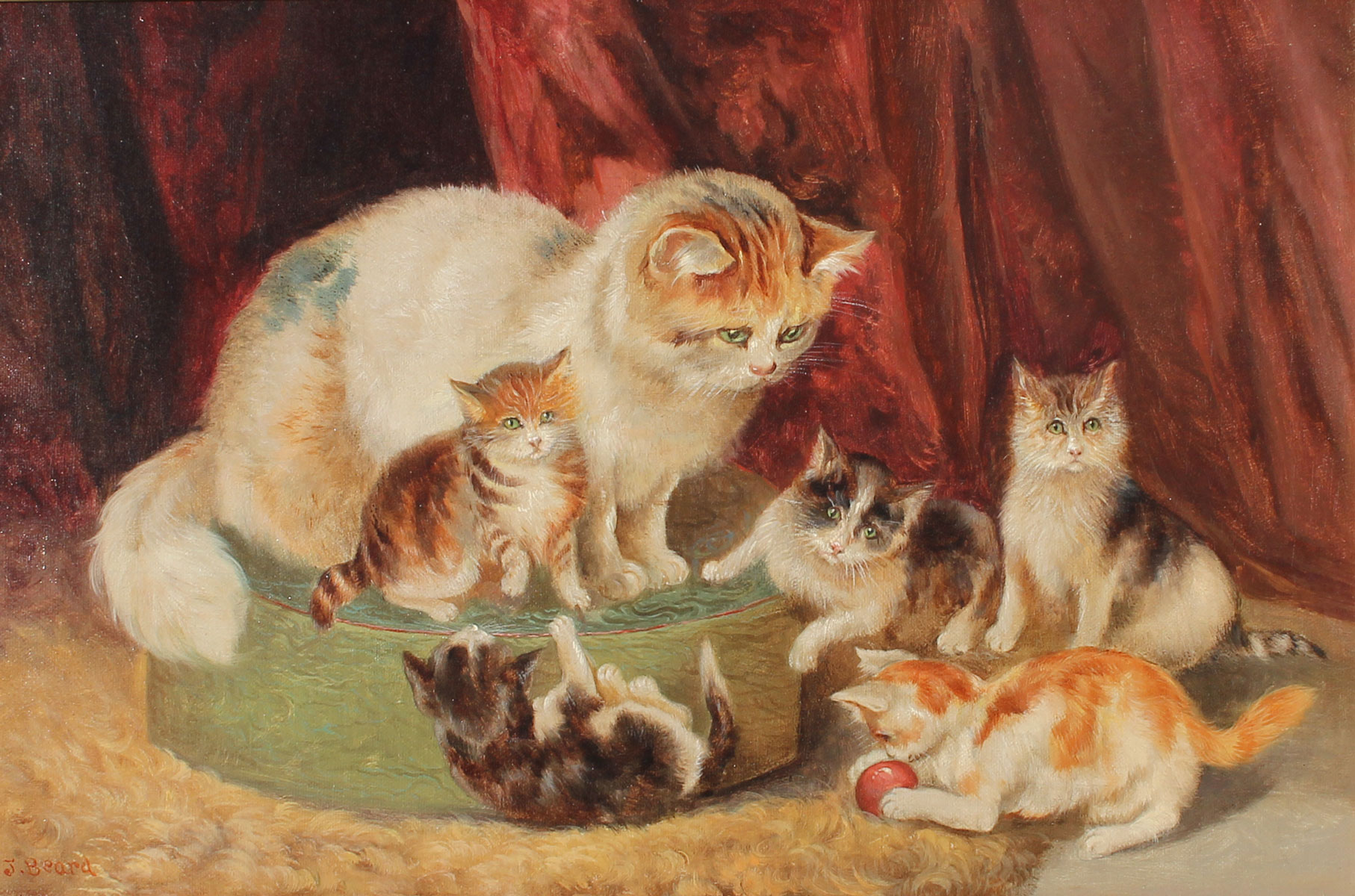 19TH CENTURY PAINTING OF A CAT 36f6d1
