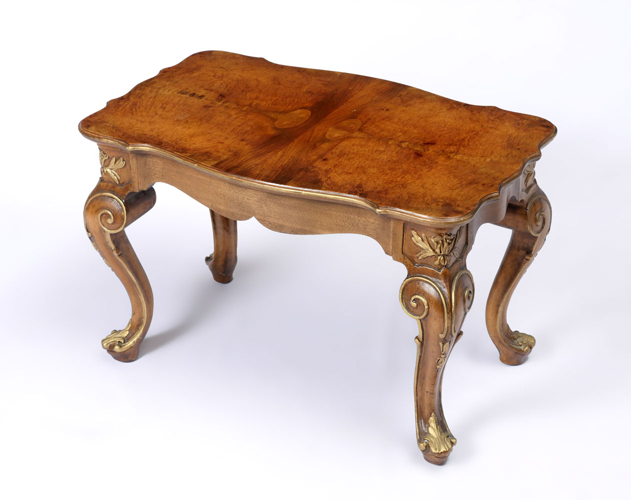 CARVED BURL WOOD TABLE: Book match