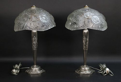 PAIR OF ART DECO SABINO TABLE LAMPSMarius Ernest 36f714