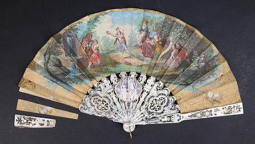 SIGNED A LEDOUX HAND PAINTED FAN19th 36f72e