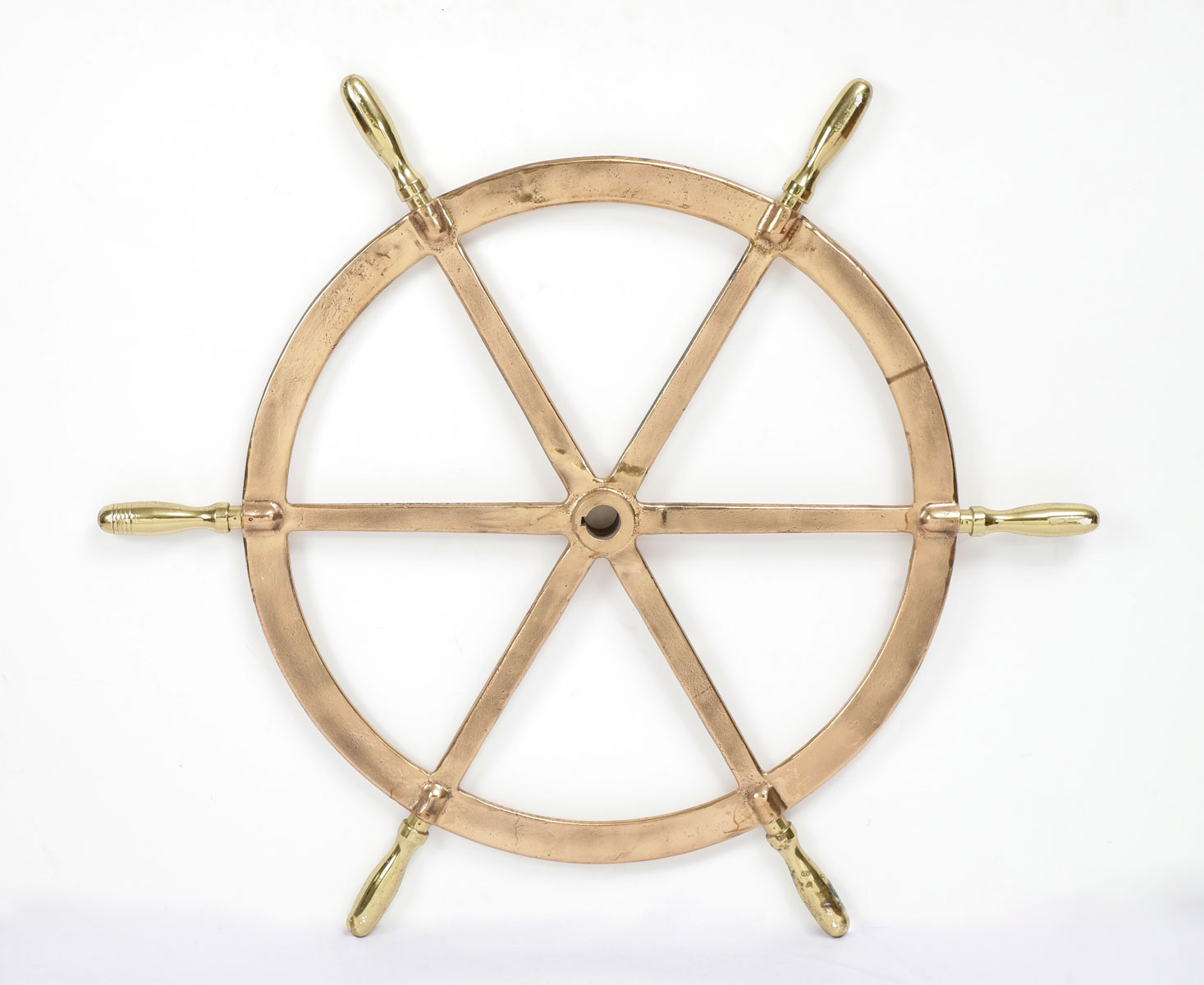 LARGE BRASS SHIP'S WHEEL: Large