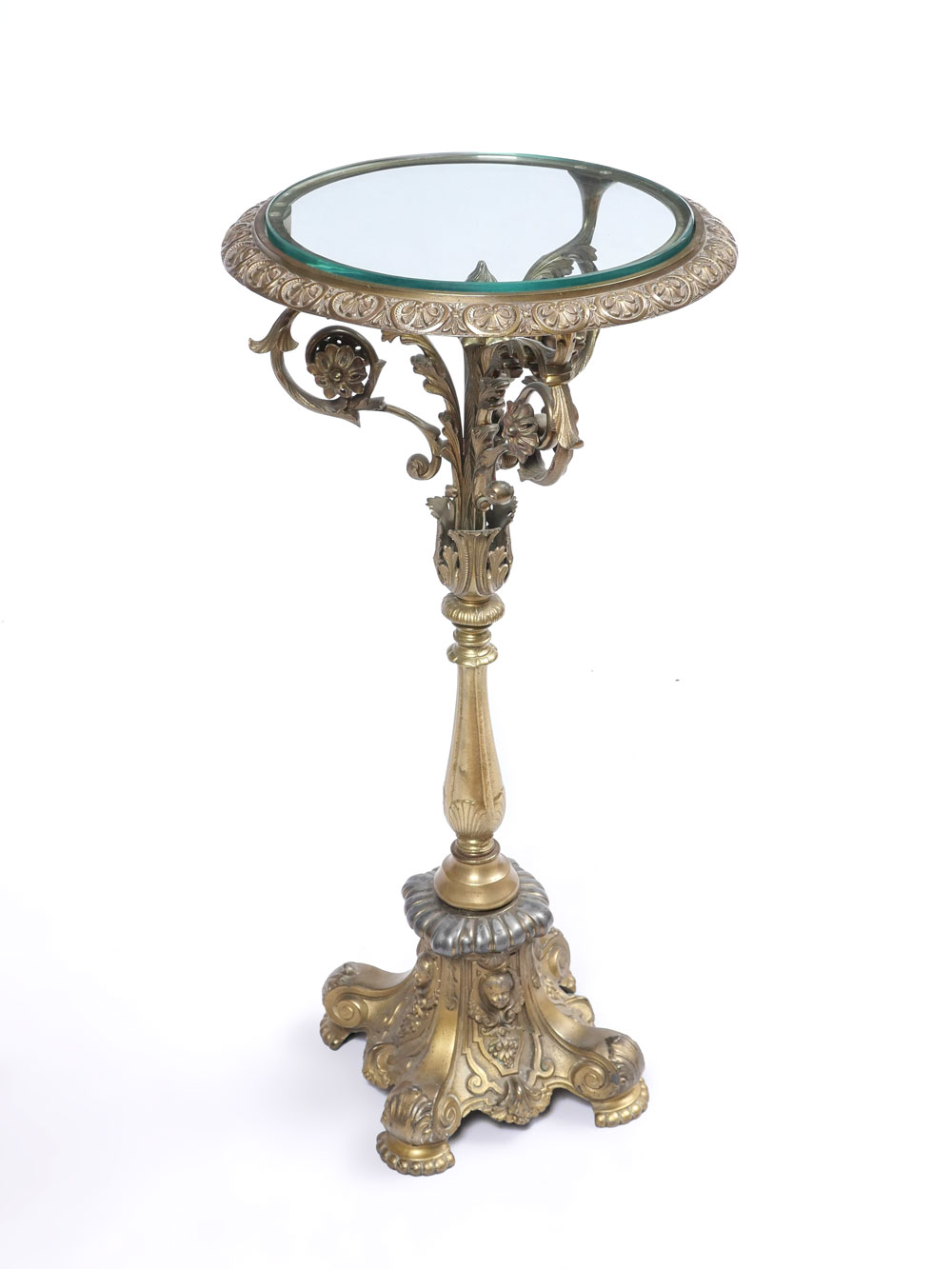 GLASS TOP BRONZE SIDE TABLE: Bronze