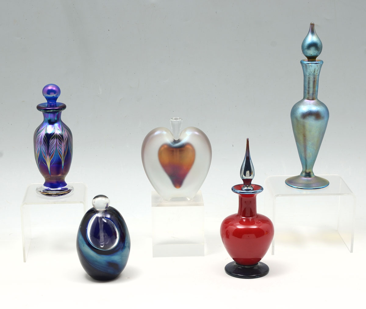 5 ART GLASS PERFUME BOTTLE COLLECTION: