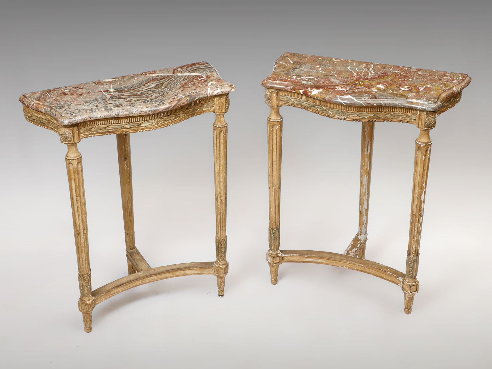 PAIR OF CARVED & GILDED MARBLE